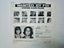 1975 Wanted by FBI Poster Stephen A Maser Escaped Federal Prisoner Bank Robbery