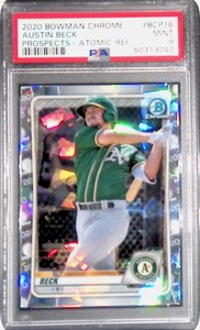AUSTIN BECK 2020 BOWMAN CHROME ATOMIC REFRACTOR SP PROSPECT CARD # BCP-16 PSA 9