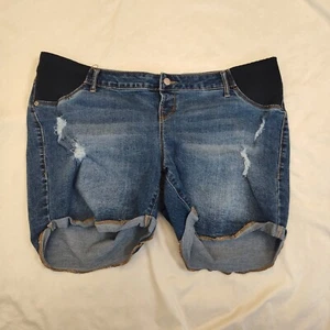 Old Navy Maternity Jean Shorts Side Panel Size 16 Standard - Picture 1 of 8
