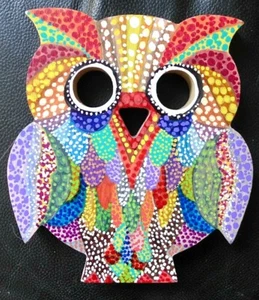 Handgefertigte Kunst bemalte Holz Eulenform Wohndeko für Liebe und Glück Geschenk - Bild 1 von 12