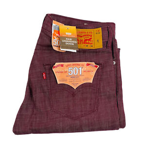 Levis Men Jeans 501 Original Shrink to Fit White Oak Cone Denim Red 34X34 NWT