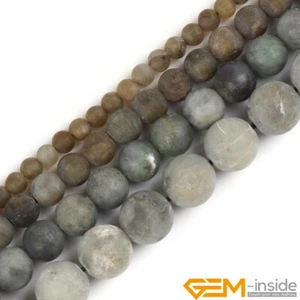 Flash Naturale Pietre Preziose Labradorite Sgelate Opache Gioielli Rotondi Fare Perline 15" - Foto 1 di 35