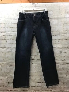 Halston Women's Size 8 Stretch Jeans Wide Leg Dark Wash GUC - Picture 1 of 5