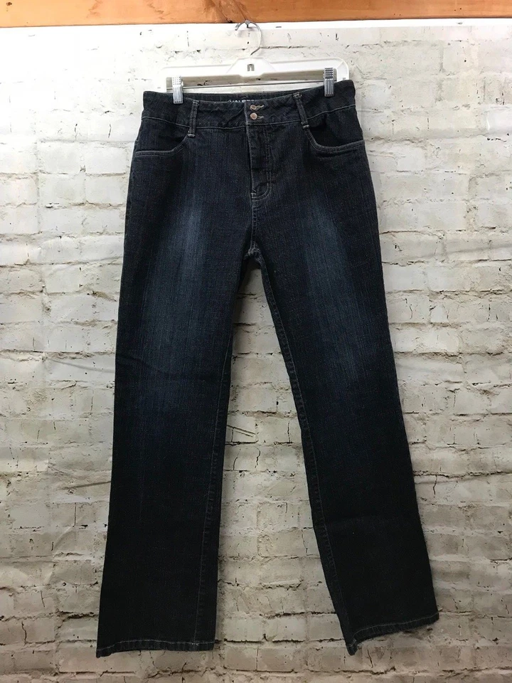 Halston Women's Size 8 Stretch Jeans Wide Leg Dark Wash GUC - Image 1 of 4