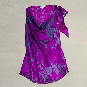 Cabi Women's Purple 100% Silk To Be Tied Sleeveless Blouse Cowl Neck - Picture 1 of 13