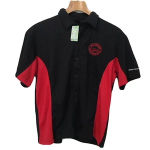 Stoli Vodka Mens Large L Full Button Shirt Camp Bowling Style Black Red NWT - Picture 1 of 11