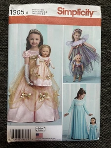 Doll Clothing Sewing Pattern Simplicity 1305 For 18” Dolls & Size 3-8 Girls - Picture 1 of 1