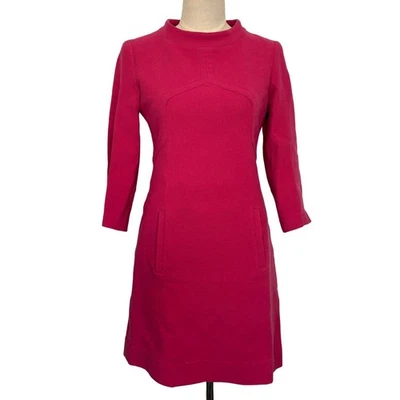 Emilio Pucci Pink Wool Long Sleeve Dress All Over Print Lined Pockets Italy - Image 1 of 4