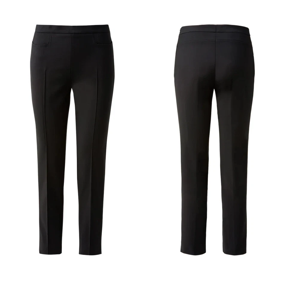 2 Pairs AKRIS PUNTO Black Slim Ankle Cotton Stretch Pants Techno Designer 10 - Image 1 of 4