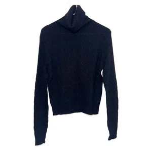 Ralph Lauren Rugby Rollkragenpullover Zopfmuster Wolle Nylon Kaninchenhaar - Schwarz M - Bild 1 von 5
