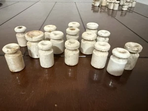 15 Vintage Porcelain Ceramic Electric White Insulators - Picture 1 of 5