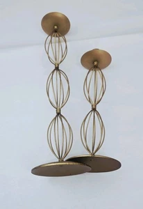 Set Of 2 Vintage Ikea Candle Sticks Holders Sinnlig Gold Tone Metal Wire - Picture 1 of 8