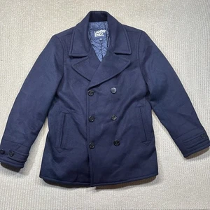 LANDS END PEACOAT NAVY DOUBLE BREASTED Lined Men’s Size M 38-40 Primaloft - Picture 1 of 11