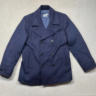 LANDS END PEACOAT NAVY DOUBLE BREASTED Lined Men’s Size M 38-40 Primaloft - Image 1 of 4