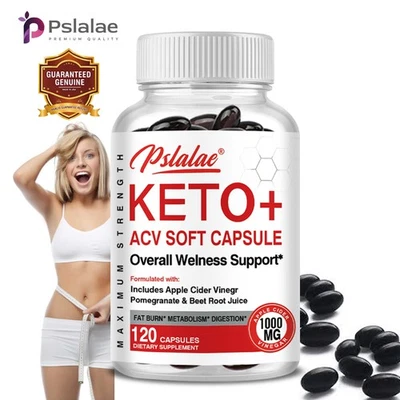 Keto + ACV-Kapseln 1000 Mg–Fettverbrennung, Kohlenhydratblocker, Immungesundheit - Bild 1 von 4