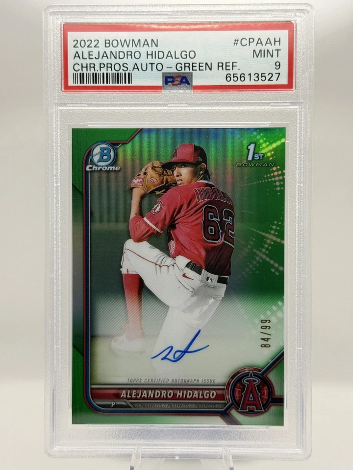 2022 Bowman #CPA-AH Alejandro Hidalgo Chrome Auto Green Refractors PSA 9 #/99 - Image 1 of 2