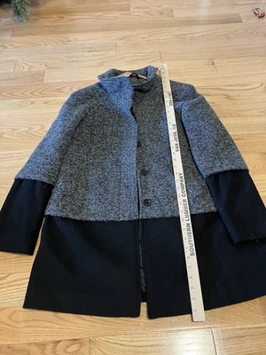 Nine West 分层色块羊毛混纺外套女式 10 码口袋夹克 — 第 1/4 张图片