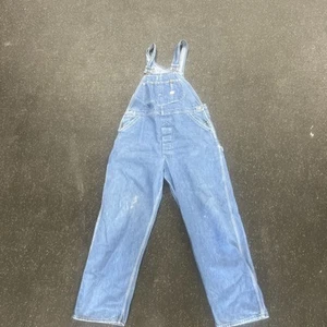Vtg 50s Lee Jelt Denim Sanforized Bib Overalls Button Fly Union Made USA - L/XL - Picture 1 of 16