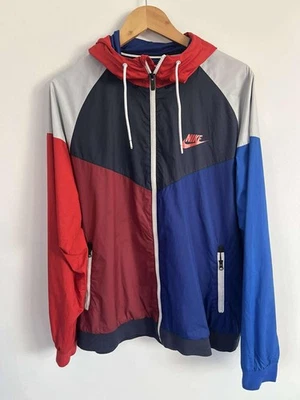 VINTAGE Nike Windrunner Colour Block Blue,Red Windbreaker Jacket XL Swoosh  80s - Image 1 of 4