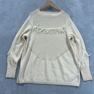 Suéter Lane Bryant Mujer 18/20 Manga Larga Flecos Borlas Redondas Marfil Occidental Foto 1 de 4