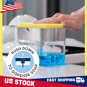 2-in-1 Dish Soap Dispenser with Sponge Caddy Kitchen Liquid Soap Pump Dispenser - Picture 1 of 11