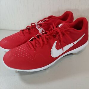 Nike Alpha Huarache Varsity Low Metal Baseball Cleats Shoe Red White Mens Sz 14 