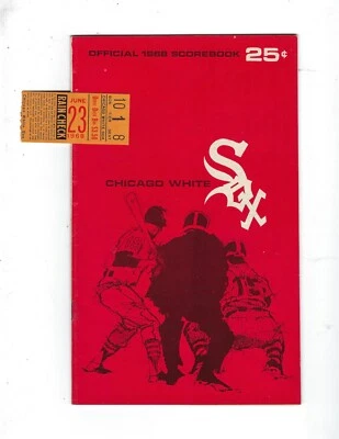 1968 6/23 baseball program Boston Red Sox Chicago White Sox w/ ticket Yaz RBI - Image 1 of 2