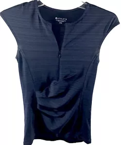 Athleta 1/4 zip Tank Top Back zip pocket Blue XXS Navy - Picture 1 of 3