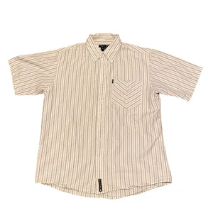 Ezekiel Mens Shirt size M White Gray Striped Short Sleeve Pocket - Picture 1 of 4