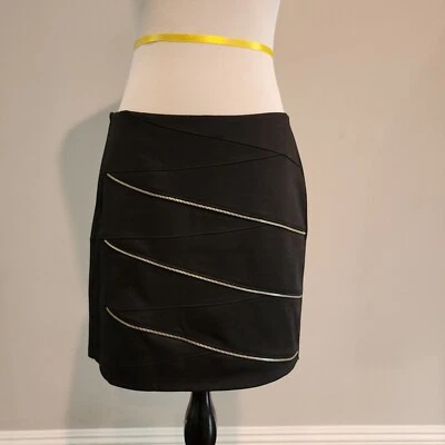 Allen B. by Allen Schwartz Women Black Casual Mini Skirt Size 12 A-27 Foto 1 de 4