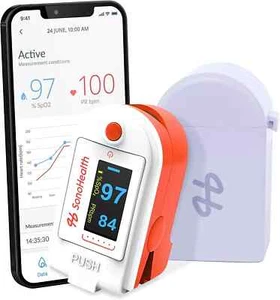 SonoHealth Pulse Oximeter Fingertip Blood Oxygen Saturation Monitor Sealed NIB - Picture 1 of 6