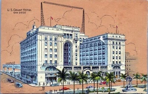 US Grant Hotel Postcard San Diego Cal to New York 1947 Posted - Picture 1 of 2