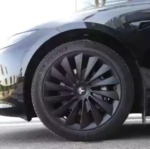 MONSOON FLASH SALE! Tesla Model Y 4 x 19" Wheel Covers Cover Hub Cap T Logo - Picture 1 of 15