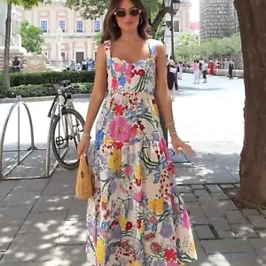 Zara Floral Print Strappy Midi Long Dress Multicoloured XS S M L 3540/271 New - Picture 1 of 24