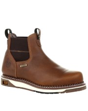 Georgia Boot Men's Waterproof Chelsea Work Boot - Steel Toe Brown 11 D