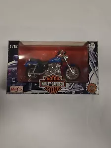 MAISTO HARLEY- DAVIDSON BLUE MOTORCYCLE - 1997 XLH SPORTSER 1200 1:18TH DIE-CAST - Picture 1 of 6