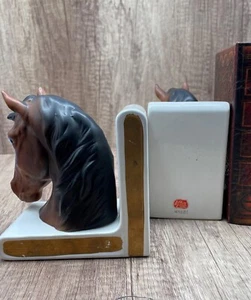 BOOKENDS * Vintage Lefton Japan H1681 Horse on Book Bookends - Picture 1 of 3