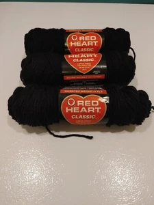 Hilo de acrílico vintage Red Heart Wintuk Orlon estambre - 2 esquís completos (+1) negro #12 - Imagen 1 de 9