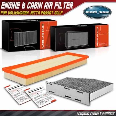Filtro de aire de cabina de motor y carbón activado para Volkswagen Jetta Passat Golf Foto 1 de 4