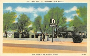 "D" Courts Mrs. Zula Yates Owner Operator Carlsbad, NM Vtg 1920's Postcard - Picture 1 of 2