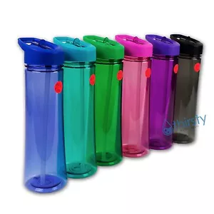 BPA Free Gym Water Bottle Travel Mug Canteen Jug Container Tritan Colors 24 oz - Picture 1 of 14