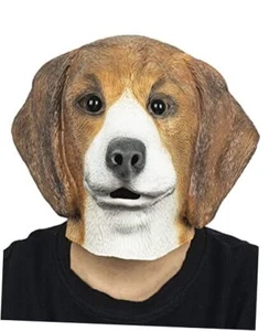 Beagle Mask Dog Head Animal Latex Full Head Realistic Masks Fancy Dress for - Picture 1 of 8