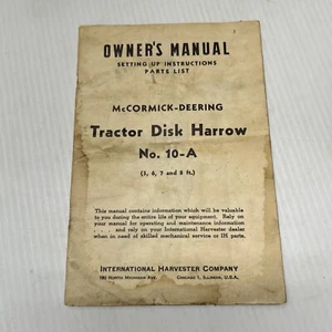 McCormick-Deering Tractor Disk Harrow No 10-A Owner's Manual Book & Parts List - Picture 1 of 6