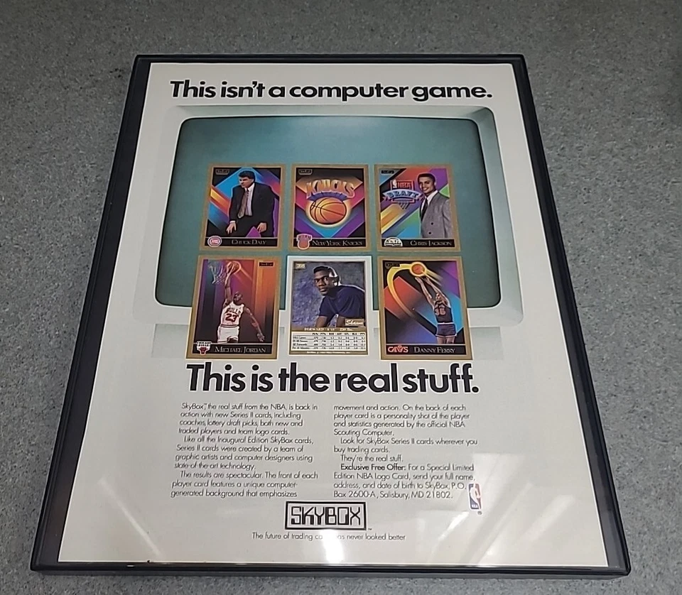 Skybox Basketball Trading Cards Michael Jordan 1991 Print Ad Framed 8.5x11  - Image 1 of 1