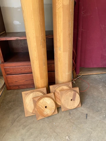 SALVAGE ARCHITECTURAL -TWO 115" UNFINISHED COLUMNS WITH BASES   (5 Cover