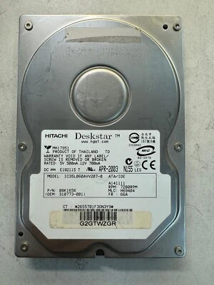 HITACHI 08K1656 IC35L060AVV207-0 60GB 7.2K RPM Cache 2MB ATA-100 3.5" HDD - Image 1 of 4