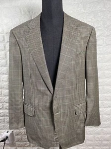 Ermenegildo Zegna Wool Plaid Houndstooth Blazer Mens Sport Coat Jacket Size 44L - Picture 1 of 10