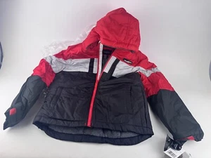 London Dog Boys Winter Coat Snow Rain Medium 10-12 Red Black Zipper With Hood - Picture 1 of 11