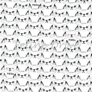 Tessuto Feline Drive BIANCO e Nero Gatto Clique Gatti - Quarto Grasso (18"x22") FQ - Foto 1 di 7