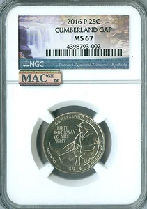 2016 P CUMBERLAND GAP QUARTER NGC MS67 PQ 2nd FINEST GRADE MAC SPOTLESS  .  - Picture 1 of 4